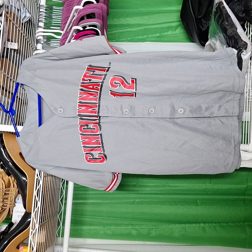 CINCINNATI RED HEADS #12 BUTTON DOWN JERSEY SIZE YOUTH L/XL